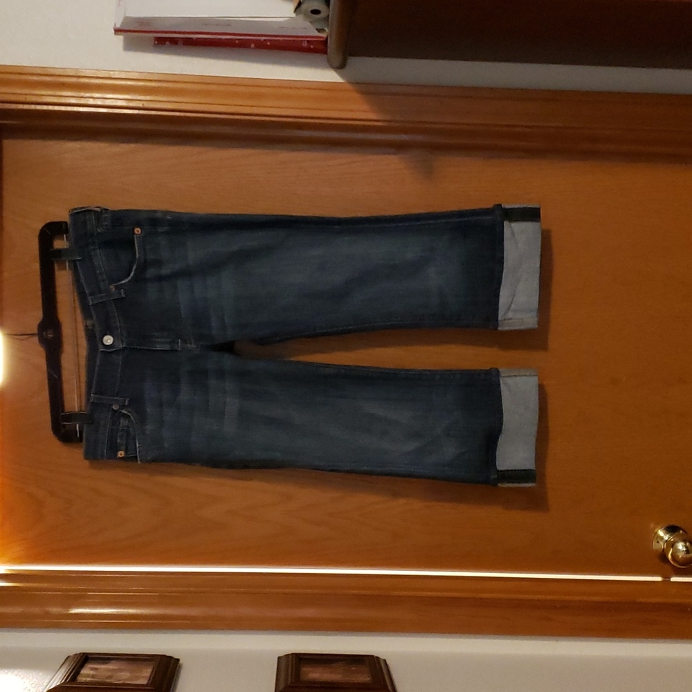 7 For All Mankind "Flip Flop Bootcut" Cropped/ Mid-Calf Jeans 28 Waist